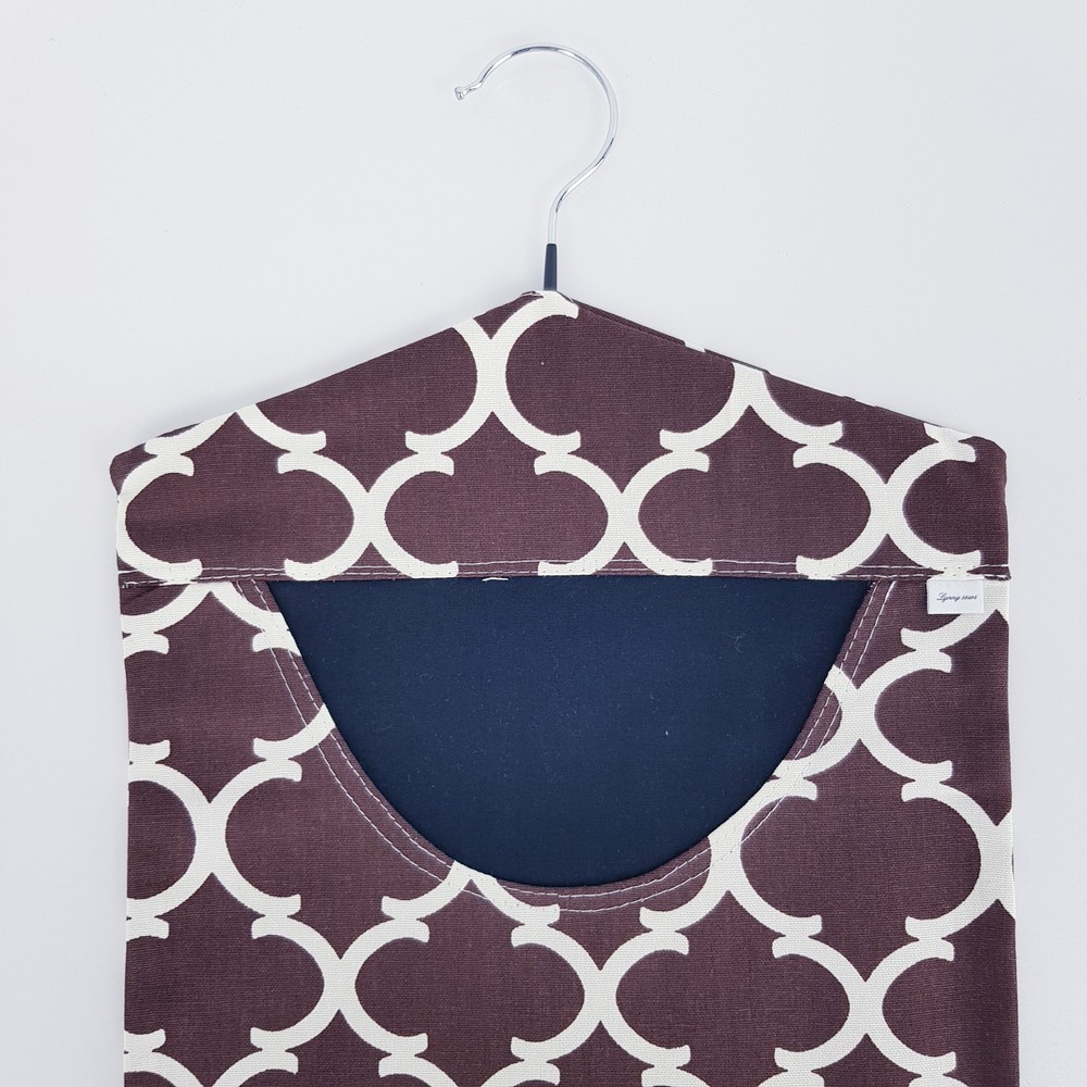 Peg Bag Handmade Brown White Patterned Lined Laundry Clothes Peg Holder