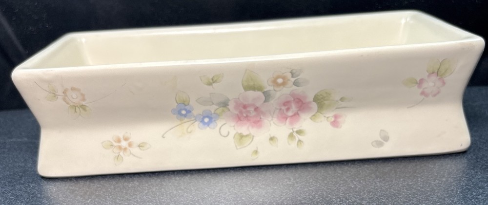 Pfaltzgraff Tea Rose Stoneware Rectangle 4 Wick Brick Candle Holder