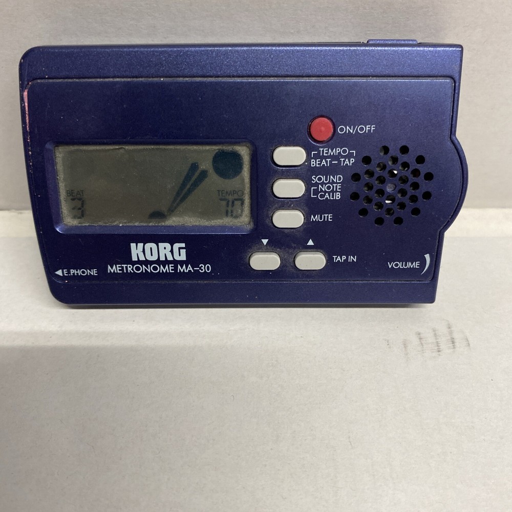 Korg MA-30 Compact Digital Pocket Metronome Blue - Tested - WORKING