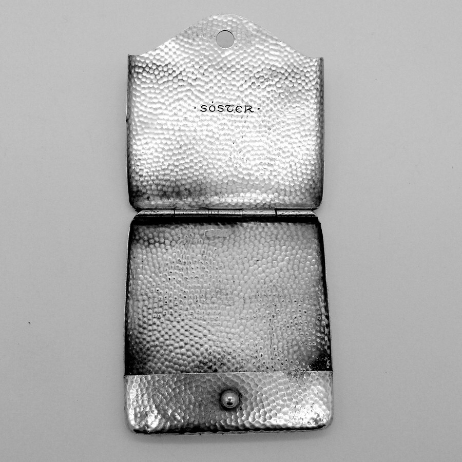Hammered Match Safe Cover Norwegian 830 Silver Mono AA