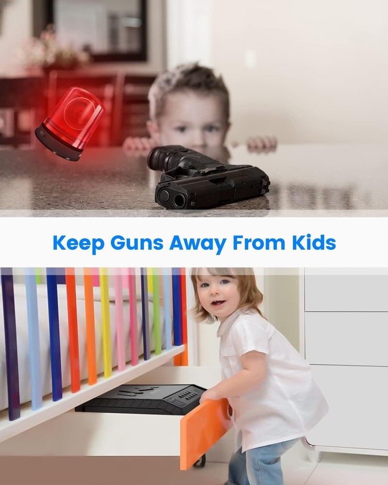 Two-Gun Biometric Safe with Temperature & Humidity LCD - Secure Bedroom Storage