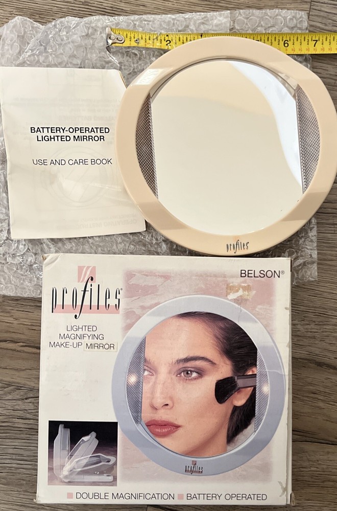 Profiles Lighted Magnifying Makeup Mirror By Belson 7” Vintage