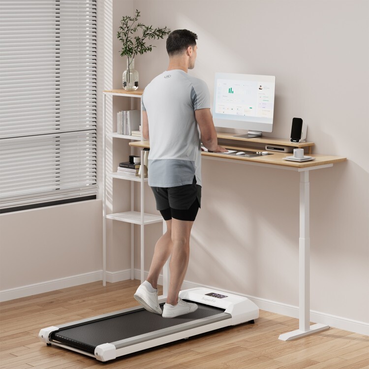 2.25 HP Under Desk Walking Treadmill LED Display Remote Control 2 Built-in Wheel