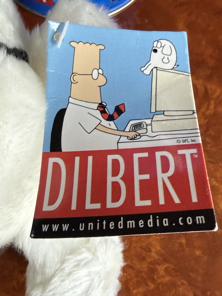 Vintage Dilbert Tin Can With Plush Dogbert - NEW !!