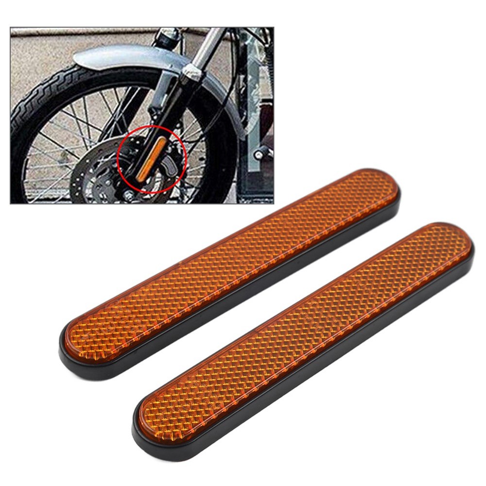 2Pcs Universal Front Rear Fork Leg Reflective Reflector Sticker For Harley 