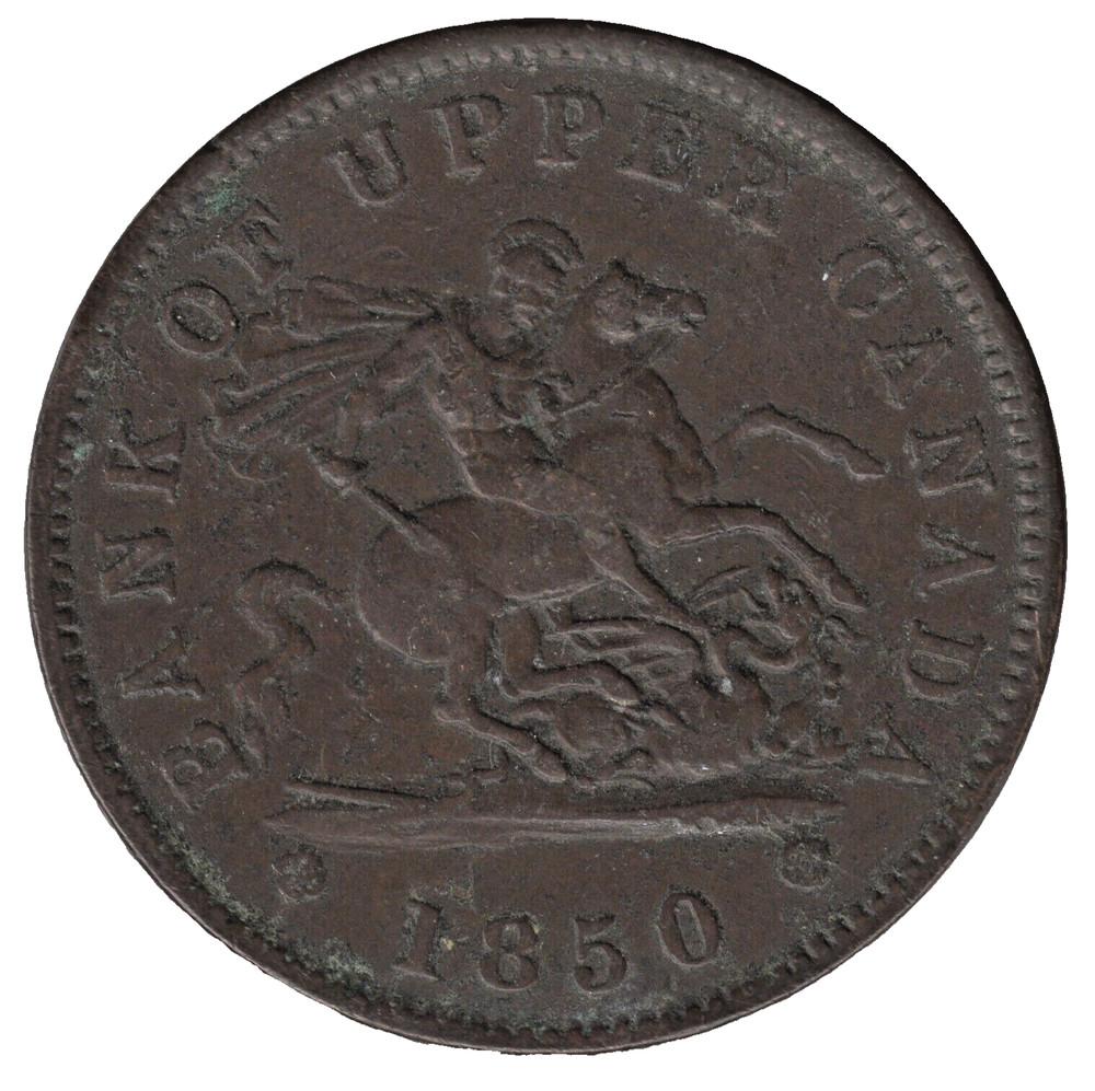 1850 Upper Canada Penny Token – Dot Between Cornucopias