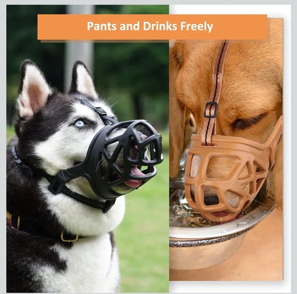 BARKLESS Dog Muzzle, Basket Muzzle for Biting, Chewing and Scavenging. Size: M