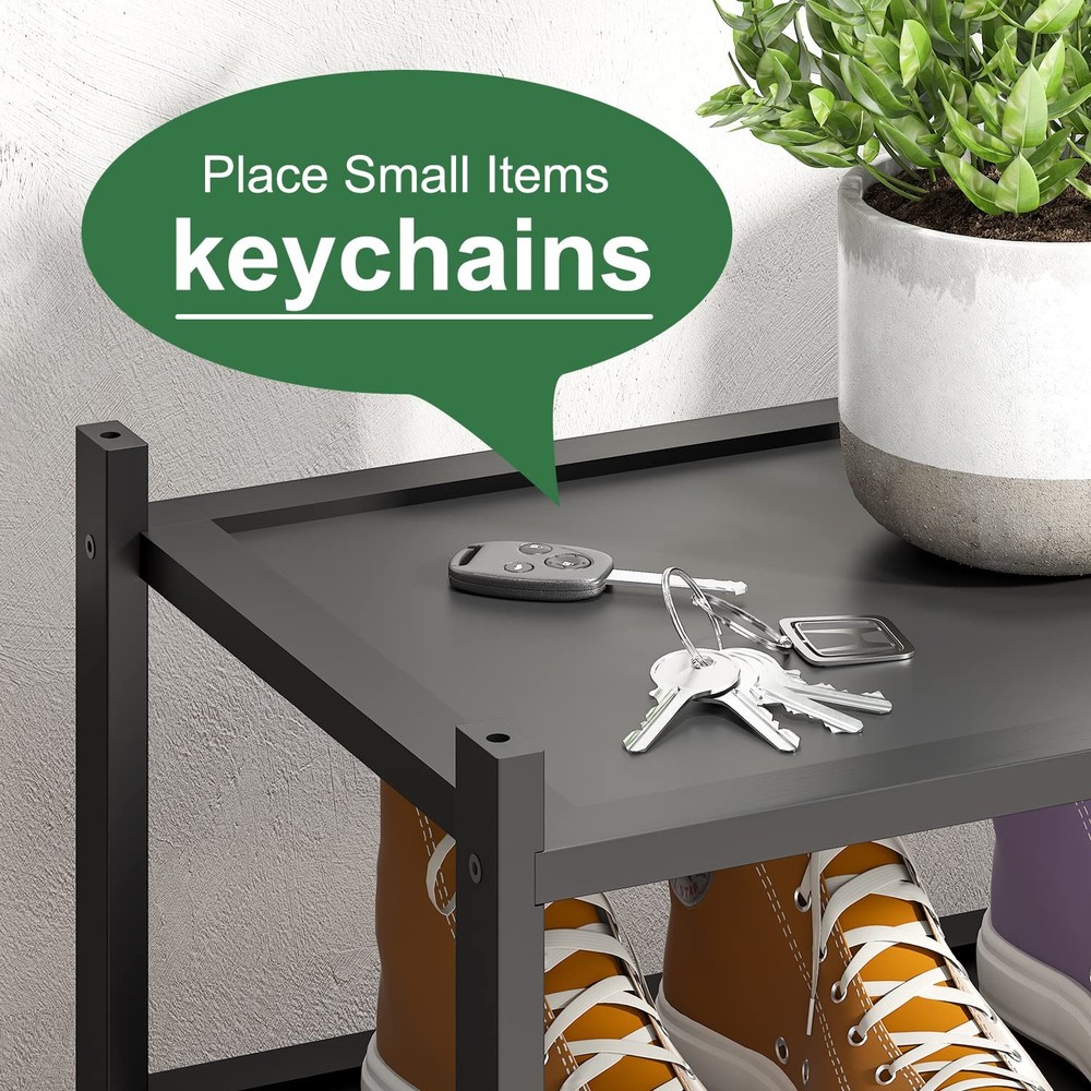 3-Tier Black Shoe Rack for Entryway, Stackable | Foldable | Natural, Shoe Org...