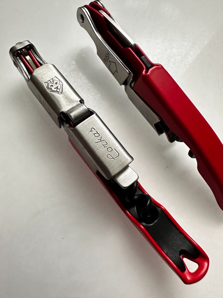 (2) CORKAS Red 2-Step Waiters Corkscrews Wine Key Openers