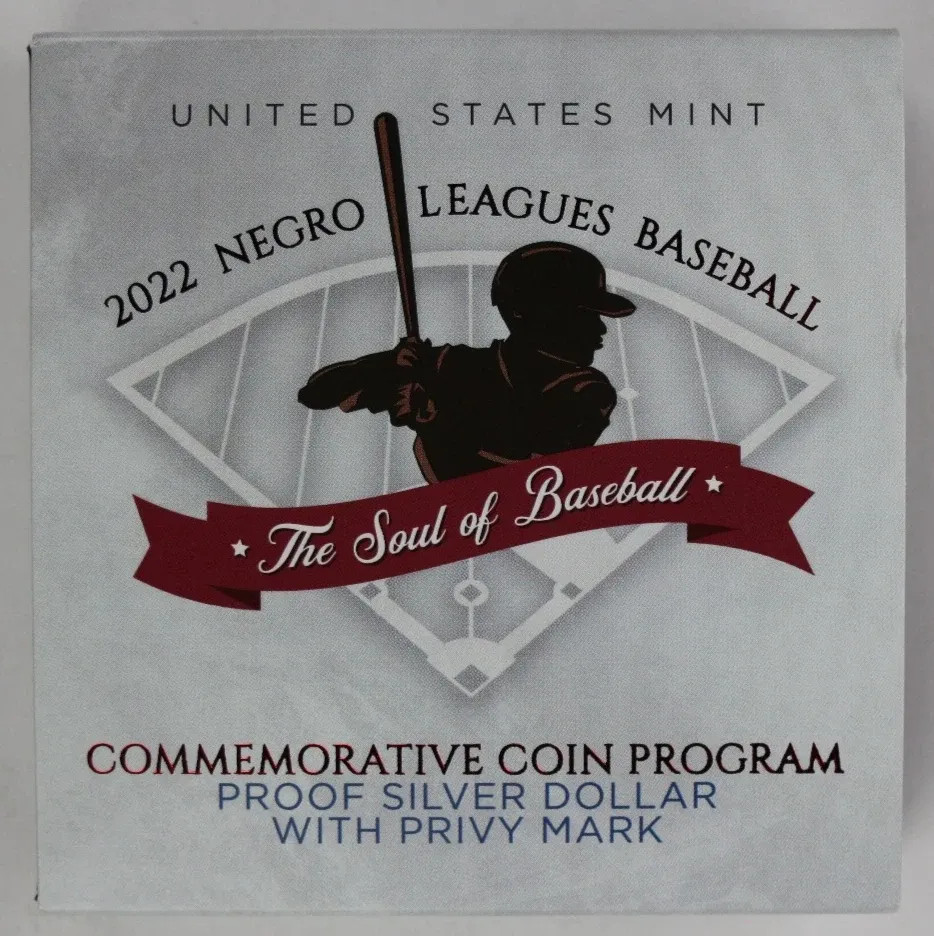 2022 NEGRO LEAGUES BASEBALL PROOF SILVER DOLLAR WITH PRIVY MARK