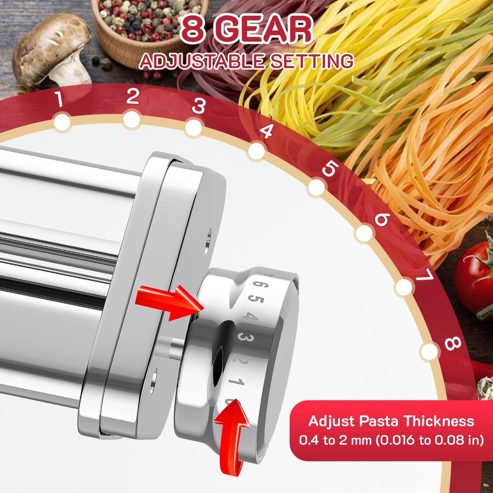 Pasta Attachment for KitchenAid Mixer, Includes Pasta Sheet Roller, Spaghetti...