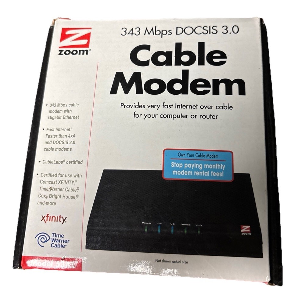 Zoom 343 Mbps DOCSIS 3.0 Cable Modem Model: 5341