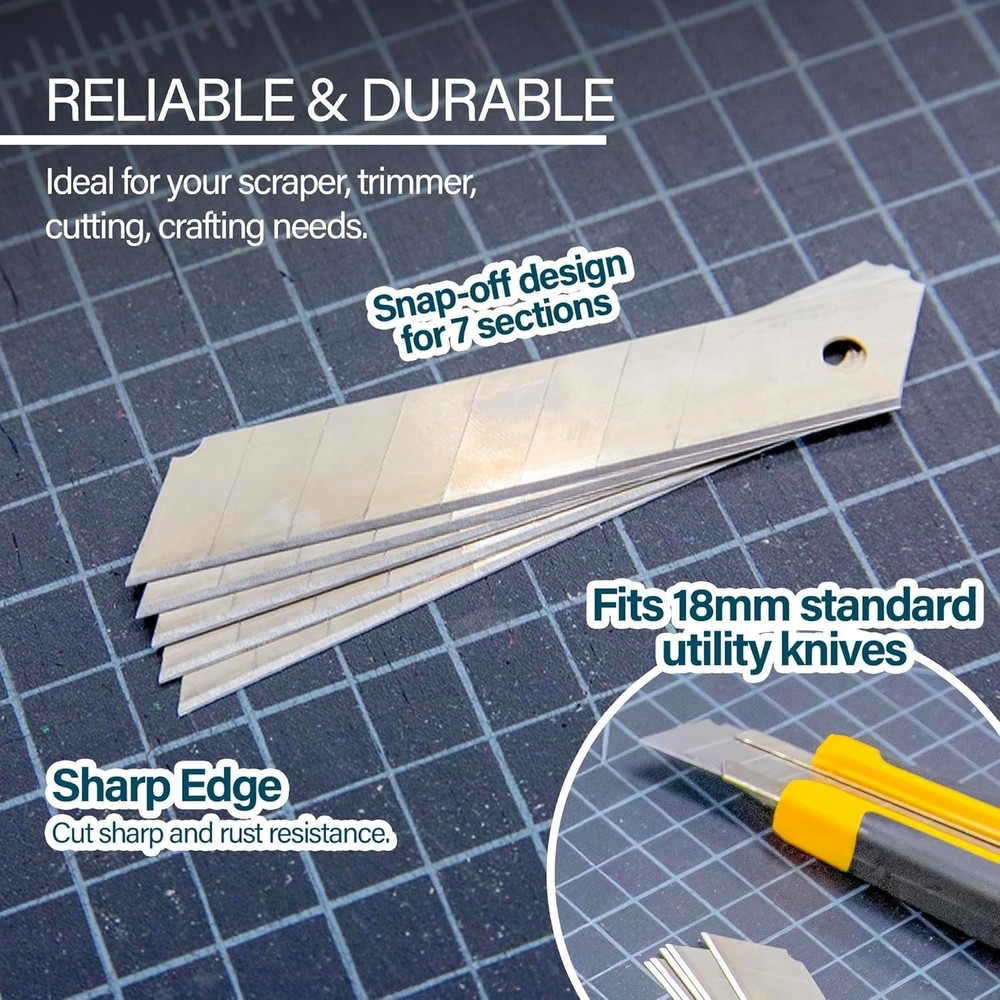 BAZIC 8-Count Replacement Blades for Utility Knives - Precision Cutting