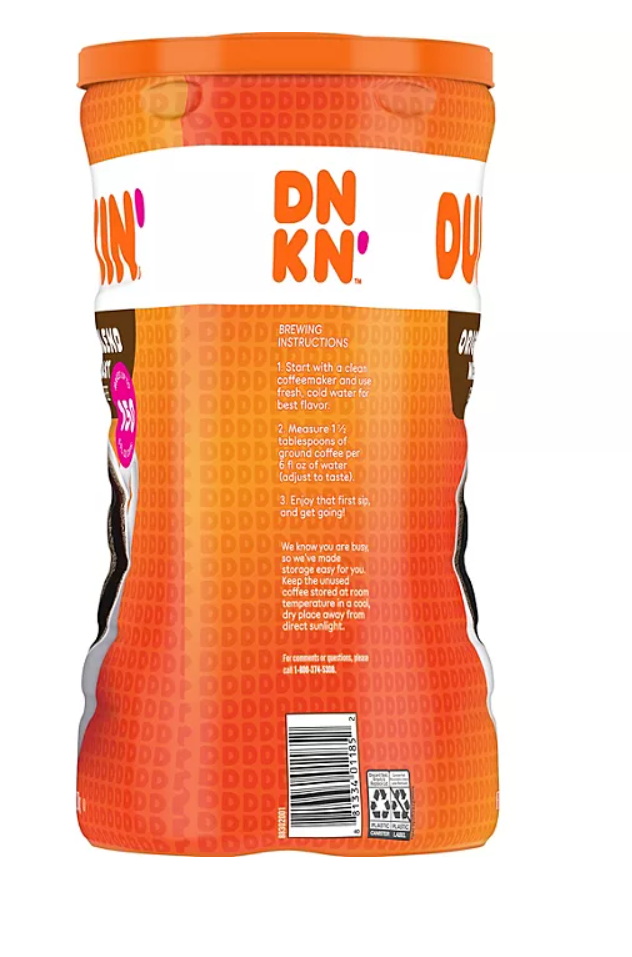Dunkin’ Donuts Original Blend, 45 oz Medium Roast Ground Coffee FREE SHIPPING