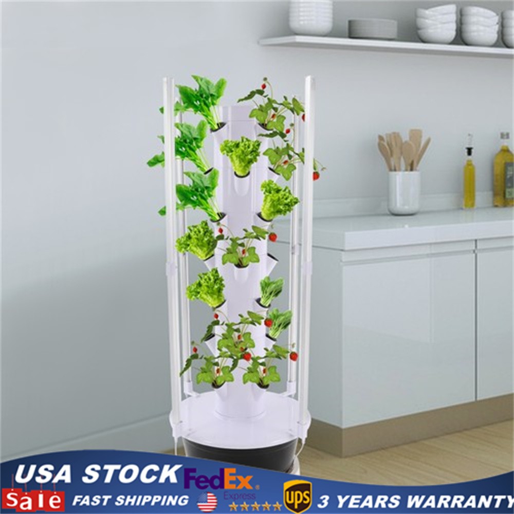 Vertical 28-Pots Hydroponics Tower Set Hydroponic Growing System Home Gardening