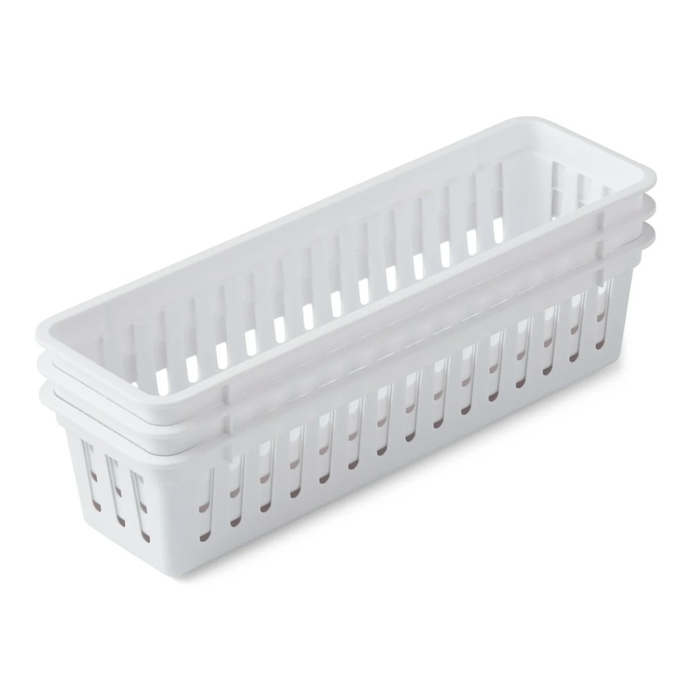 Mainstays 3-Pack Plastic Narrow Drawer Organizer Storage Baskets, Kitchen Drawer