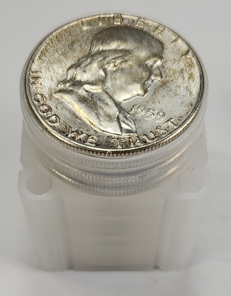 1959 Franklin Half Dollar 50c UNC Roll - 20 Coins Uncirculated