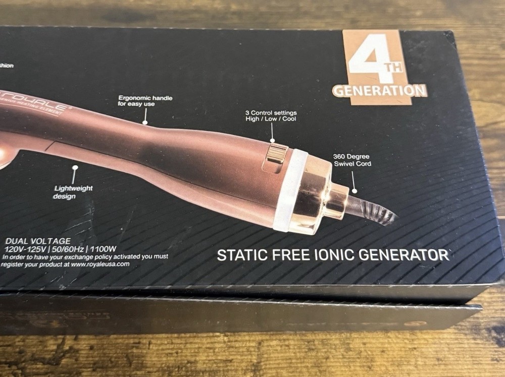 NEW - Royale Genius Heating Element 3-in-1 Blower Brush – Static-Free – Ionic