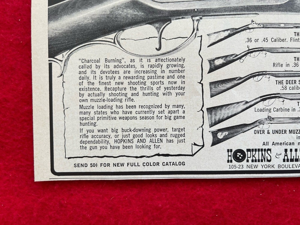Vintage 1969 Hopkins & Allen Muzzle Loading Black Powder Shooting Ad