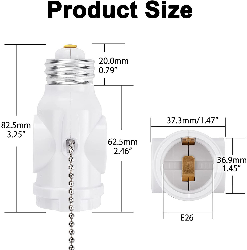 2PACK ADAPTOR CONVERTER STANDARD SCREW BASE LIGHT BULB SOCKET TO 110V AC PLUG