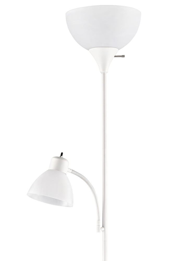 72‘’ White Combo Floor Lamp with Reading Lamp, Modern Design