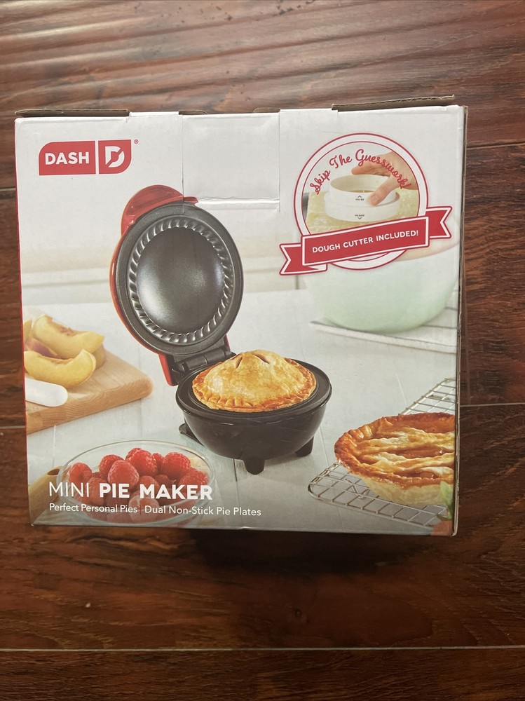 Dash Mini Pie Maker Red Non-Stick With Dough Cutter Open Box