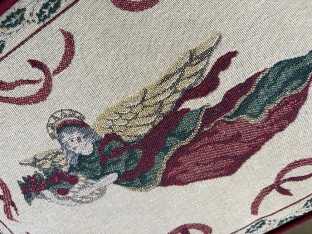 Vintage Tapestry & Brass Christmas Stool