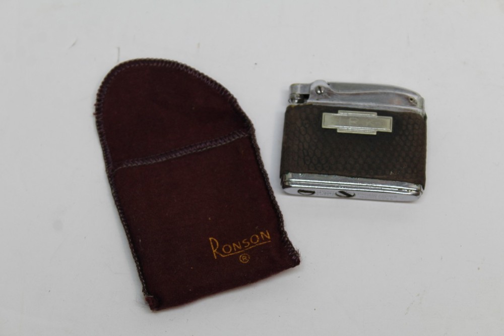 Vintage RONSON Adonis Lighter Brown Initials IRK