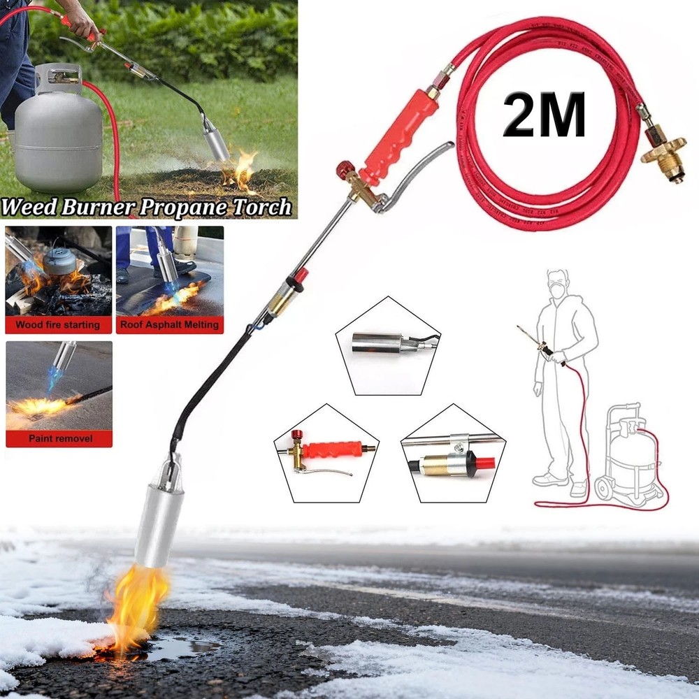 Propane Weed Torch Burner Ice Melter Push Button Igniter with 79" Hose Portable