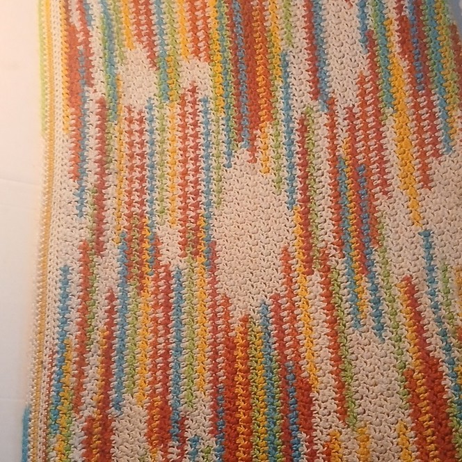 Handmade Large Multicolor Crochet Acrylic Striped Sofa Throw Blanket