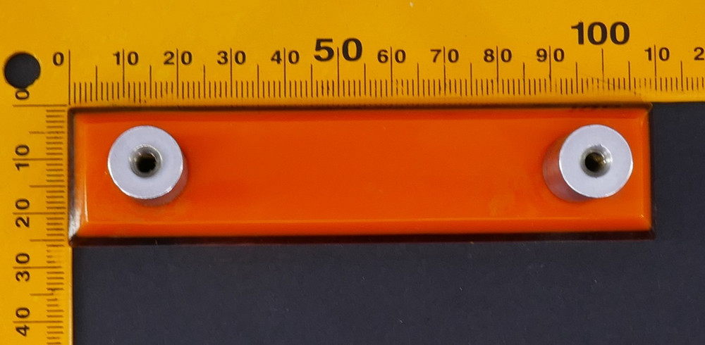 2 RECTANGULAR ORANGE LUCiTE MiD CENTURY 4.25" CABiNET DRESSER DRAWER PULL HANDLE