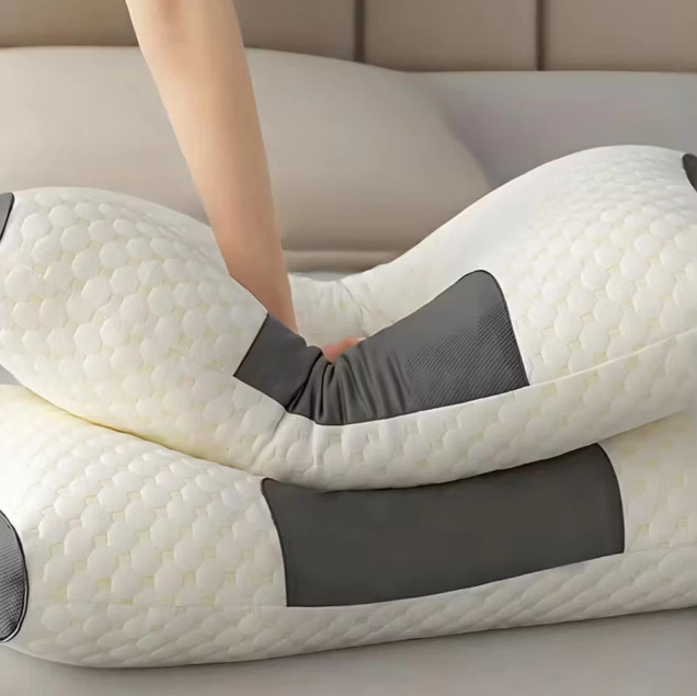 2 PCS ERGONOMIC NECK PILLOW HELP MASSAGE, SOFT, ADJUSTABLE SLEEPING 100%