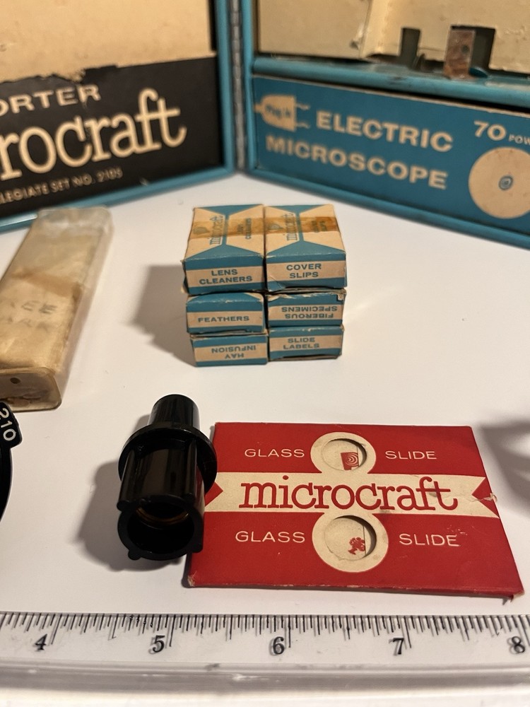 Vintage Porter Microcraft Microscope Lab Kit #2105 Electric Light Working