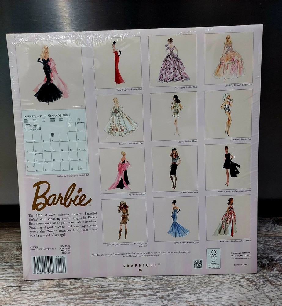 Barbie Robert Best 2016 Wall Calender By Graphique