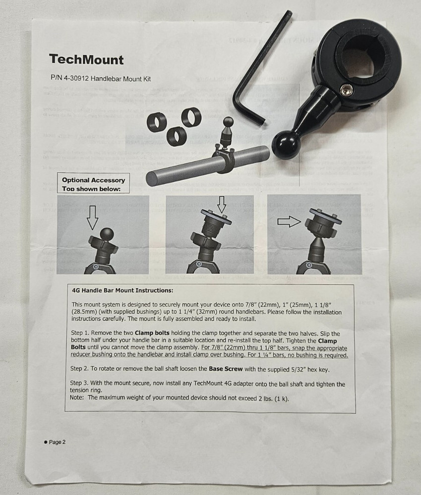 TechMount Handlebar Mount and Cradle/Battery Tender Power Supply Cable