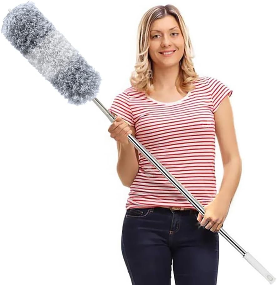 Microfiber Feather Duster Extendable Cobweb Duster W/ 100 inches Extra Long Pole