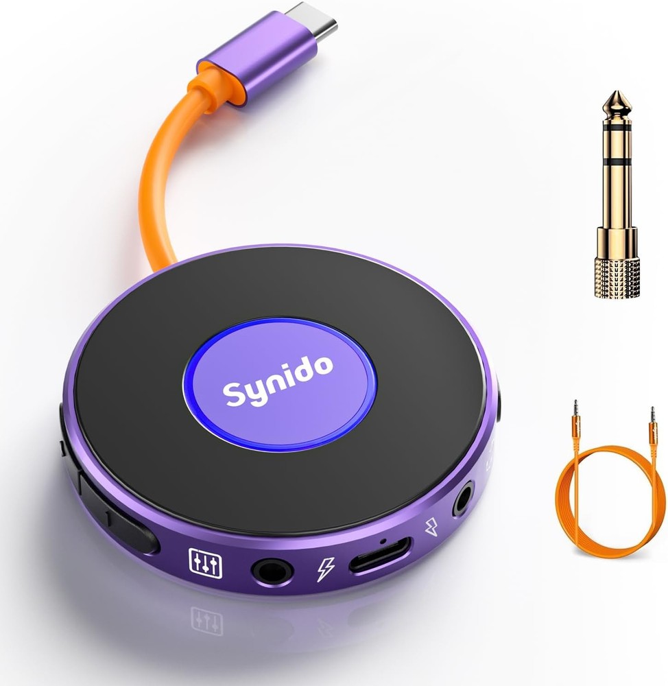 Synido Portable Guitar Audio Interface with USB-C 24bit, 48kHz Mini Interface