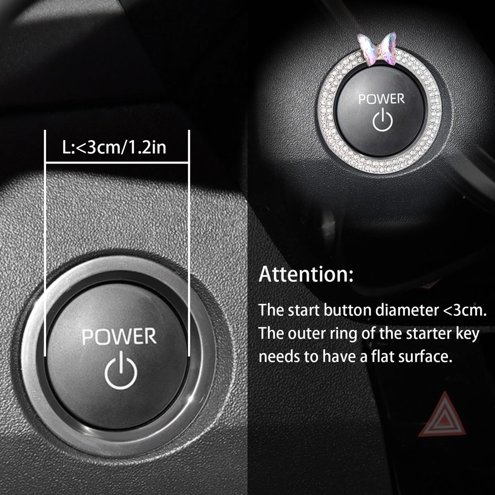 Bee Car Accessories Engine Start Button Decoration Ring Silver Silver Ring