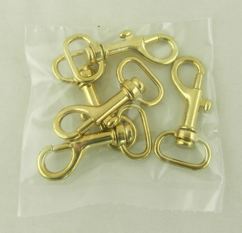 3/4" Swivel Snap Hook, Brass Plated (5-Pack)