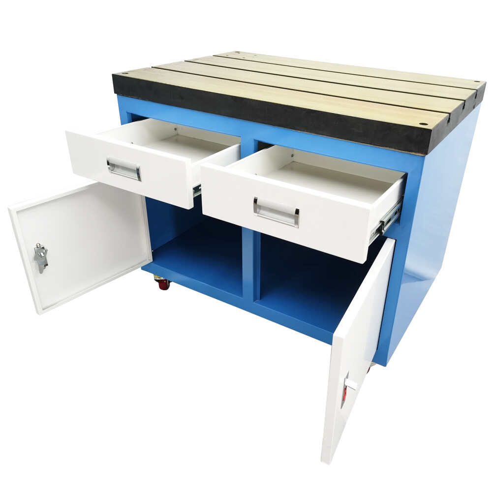 T-Slot Workbench with Fixed Base & Mobile Drawer for Tapping Machine Mounting