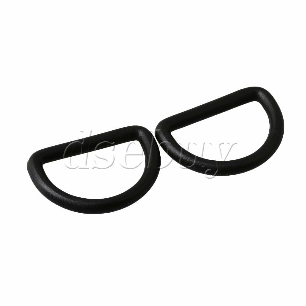 40x D Ring Adjustable Black Plastic Buckle for Bag Webbing 25mm Inner Diameter