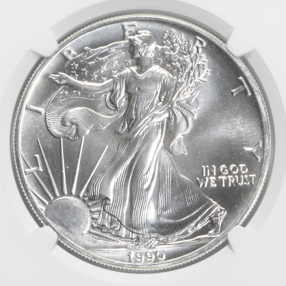 MS69 1990 American Silver Eagle NGC Brown Label
