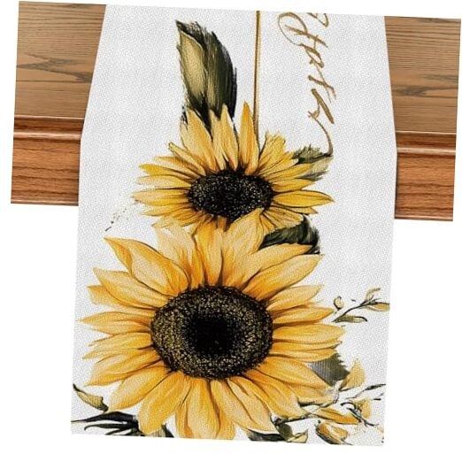 Table Runner 13 x 72 Inch for Dining Table,Fall Table Runner Sunflower