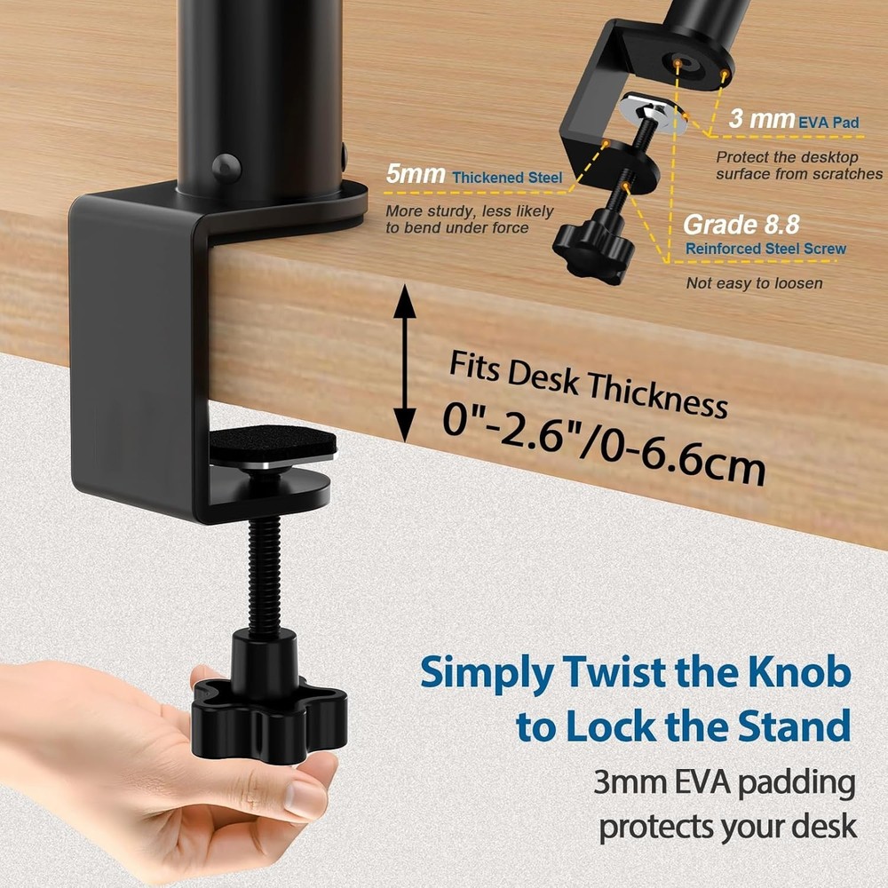 Compact 2-Piece Desktop Speakers Stands with Adjustable Height for Stability