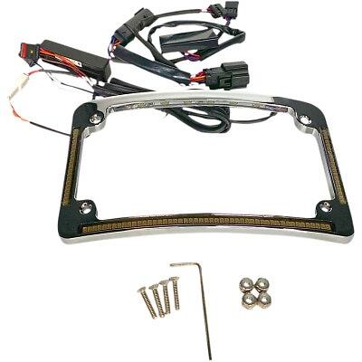 Custom Dynamics Chrome Radius LED License Plate Tag Frame 14-Up H-D Touring
