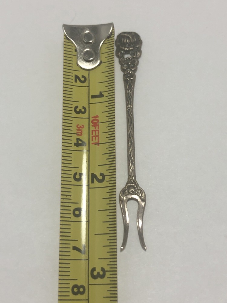 Antique Miniature 835 Silver Floral Repousse Fork