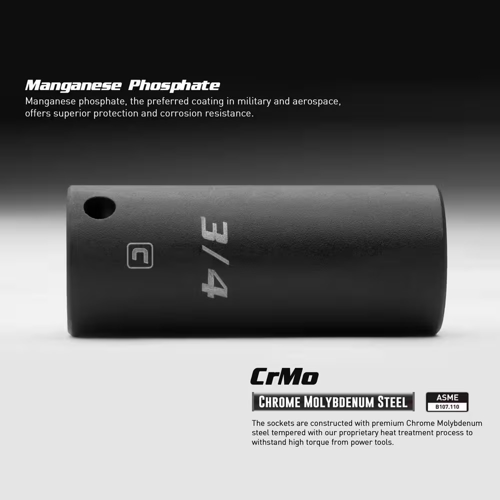 1/2 In. Drive 19 Mm 6-Point Metric Deep Impact Socket