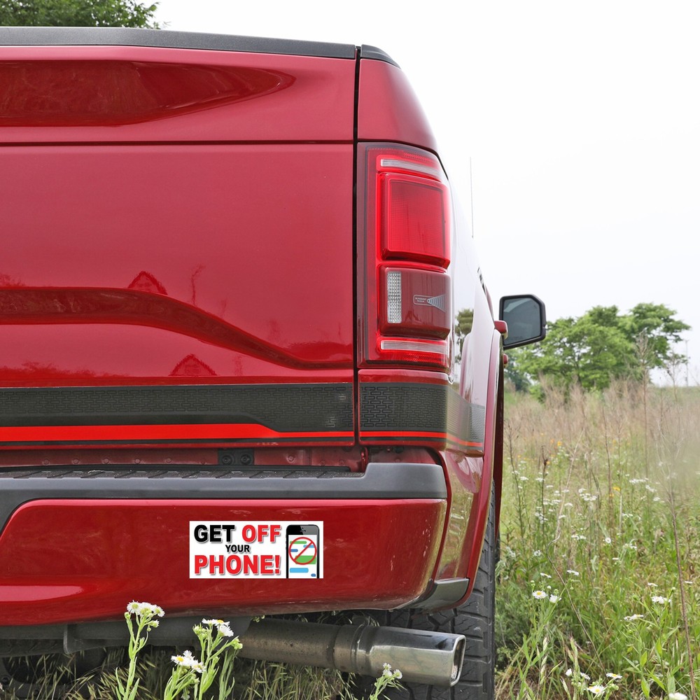 Get Off Your Phone Removable Bumper Sticker - Quantity 1