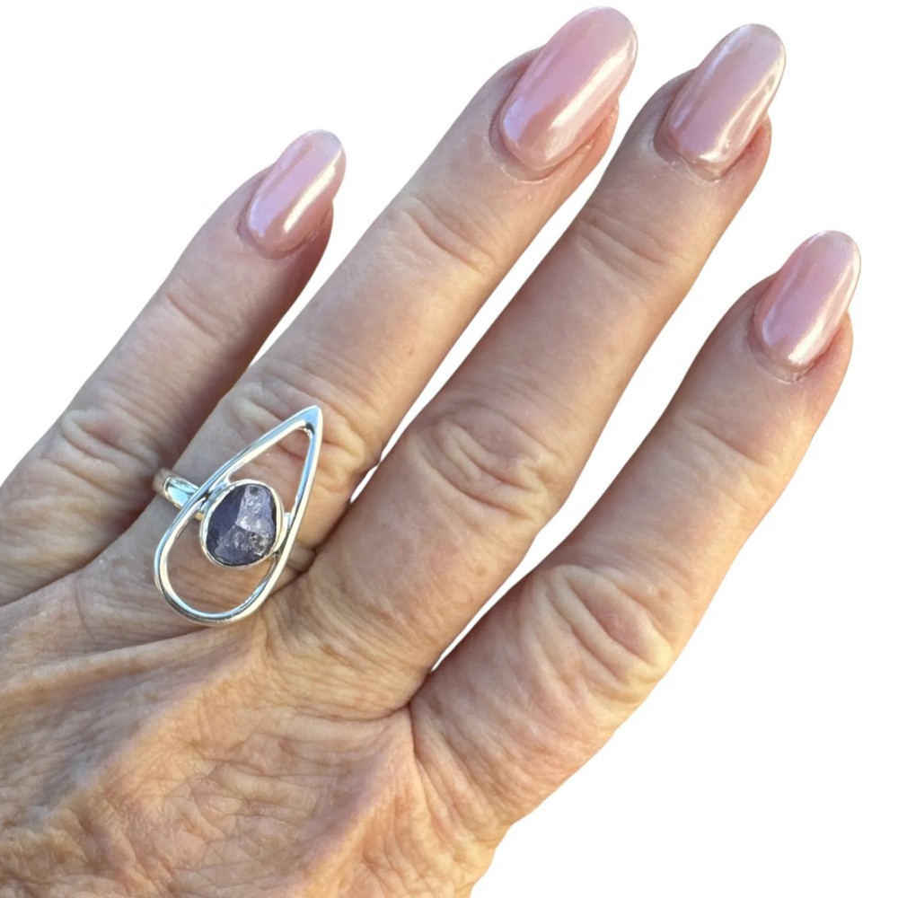 Rough Tanzanite Solid 925 Sterling Silver Ring 8