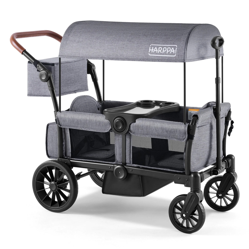 Foldable Wagon Stroller for 2 Toddlers with Pull & Push Handle, Canopy, 32.9Lbs,